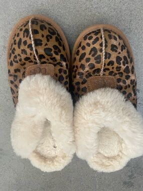 UGG Leopard Print Cozy Shearling Slippers
